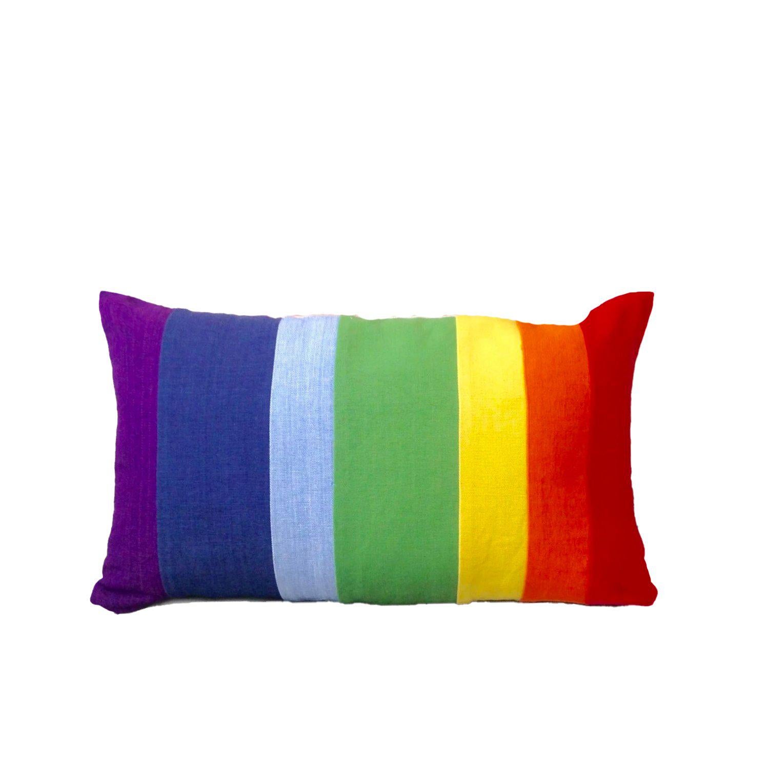 Rainbow Lumbar Small Decorative Throw Pillow Cover Boho Colorful Tufted  Kids Pillow Cover 12 X 20 Inch for Playroom Nursery Teepee Reading Nook  Couch
