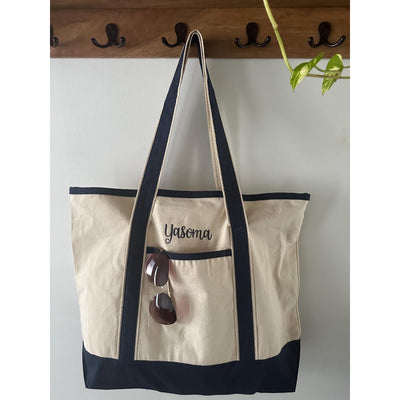 Personalized Name Beach bag Reusable Tote Bags with Pockets, Personalized Travel Bags for Girls Weekend Gifts, Wedding, Bridesmaid Gifts