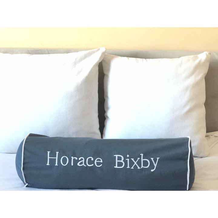 Personalized Gray Cushions, Gray Monogrammed Bolster Pillow Covers - Main Image