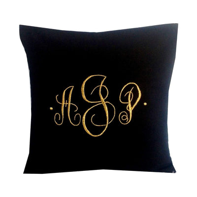 Black Gold Monogrammed Pillow