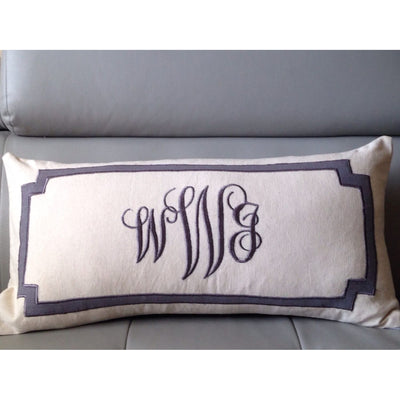 Monogram Ivory Long  Pillows, Monogram Bedroom Decor, Monogram Personalized Retirement gift