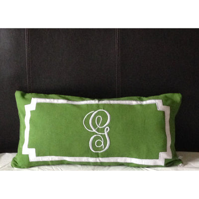 Personalized Monogram Case, Monogram Lumbar Pillows, 12"x24", Sofa Green Bed Decor