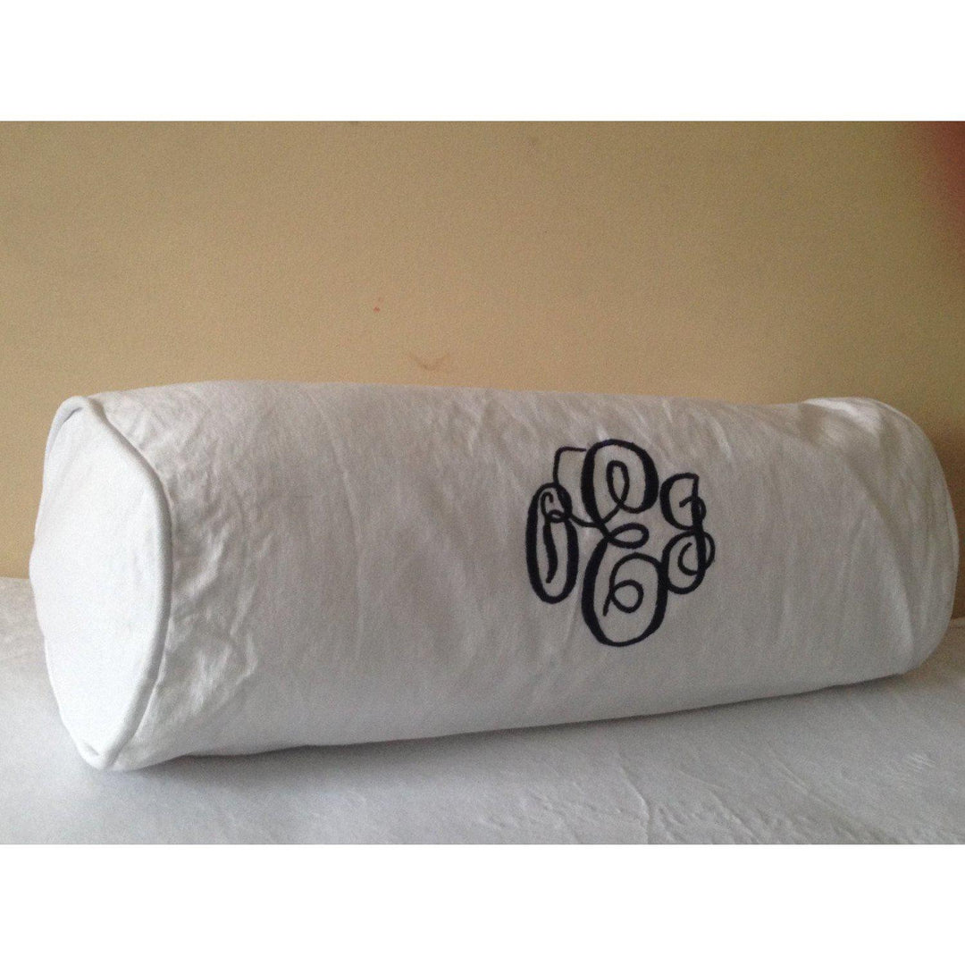 Bolster Monogrammed Cover, Bolster Pillow with Piping – Snazzy Living
