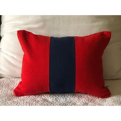 Navy Red Color Block Pillows, Lumbar Color Block