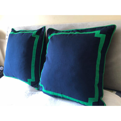 Navy Trim Pillows, Navy Bedding, Border Pillow Covers, Bedroom decor, Pillows with Trims