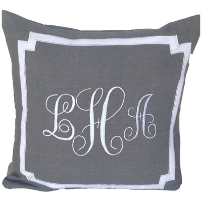 Gray Pillow Covers, Gray Sofa Throw pillows, Monogrammed Gray Pillows, 18x18 inches Decorative Pillow cover