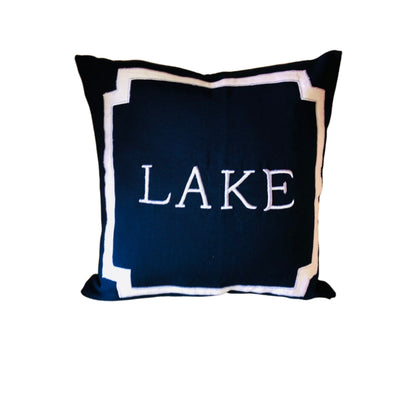 Lake Pillow, Beach House Accent Square Throw Pillows, Nautical Blue Pillows