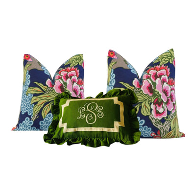 Green ruffle pillow