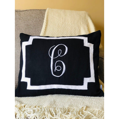 Monogram Black Decorative Throw Pillows,  Personalized Sofa Throw Pillows