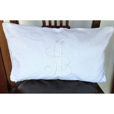 Monogram Lumbar White Pillows. Personalized Small Pillow